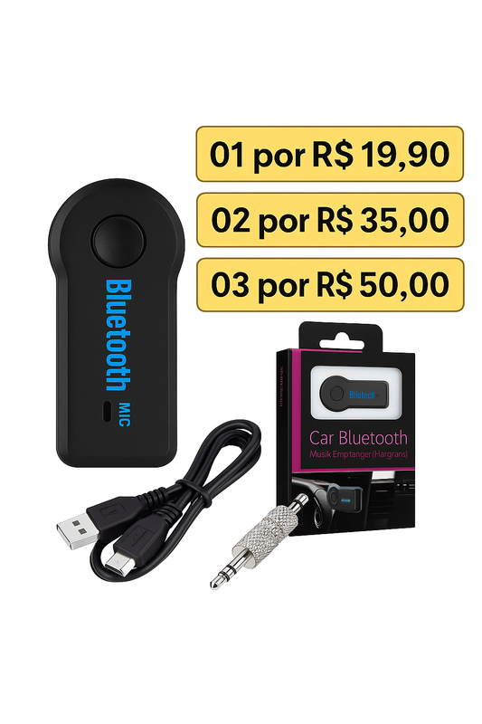 Adaptador Bluetooth P2 para Carro – Conecte seu Celular ao Som sem Fio!