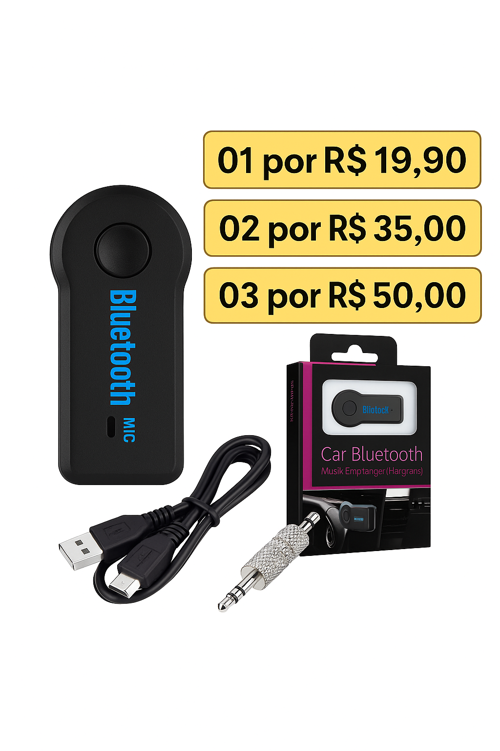 Adaptador Bluetooth P2 para Carro – Conecte seu Celular ao Som sem Fio!