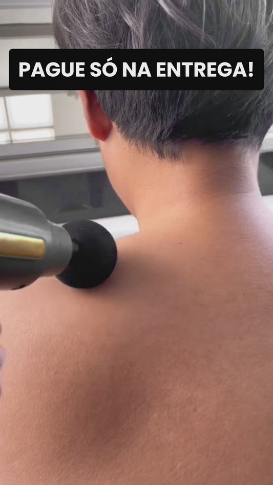 Pistola Massageadora Muscular – 6 níveis, 4 ponteiras, até 3.200 rpm (bivolt)